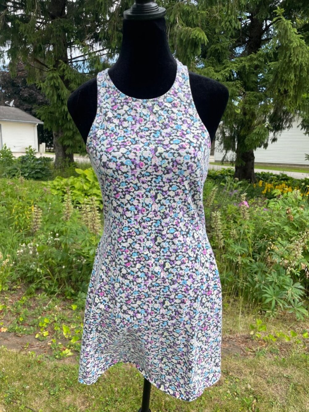 Vintage Y2K American Eagle Cut Out Skater Mini Dress Stretchy Floral Womens M 20